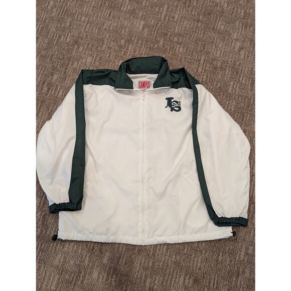 LaSalle Men's Windbreaker Sz XL. White/Green. Rain Hood folded in collar. NWT. - Picture 3 of 10